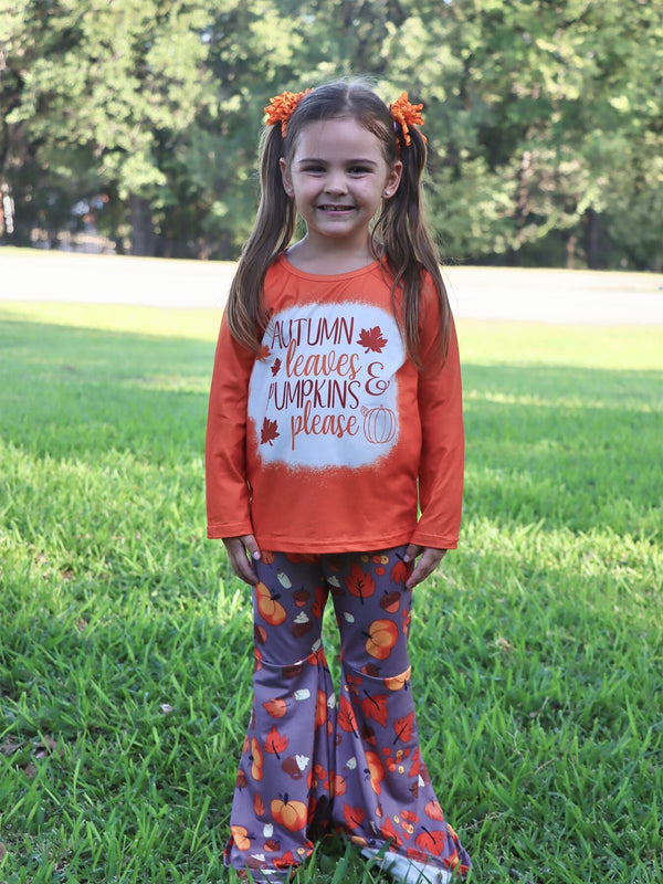 autumn-leaves-pine-cone-stripe-print-girls-set Rylee Faith Designs - Sophia's StyleOutfit-1